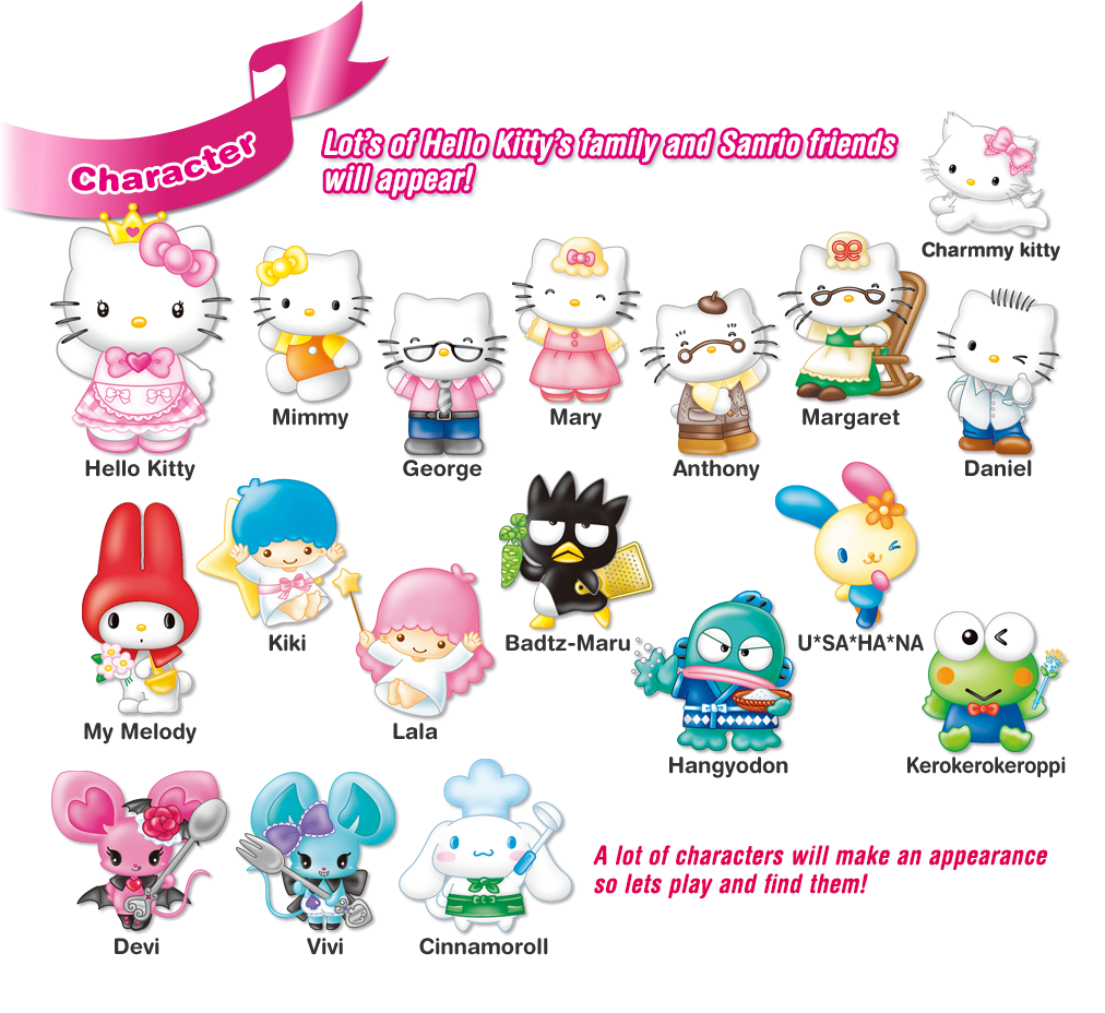 Character Lot’s of Hello Kitty’s family and Sanrio friends will appear! 