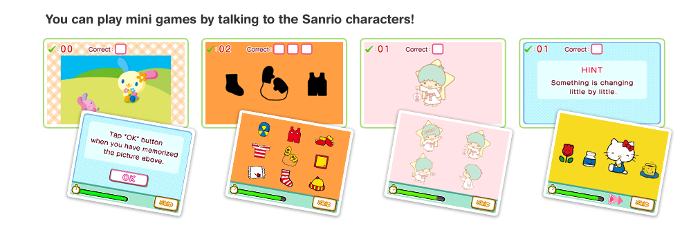 You can play mini games by talking to the Sanrio characters! 